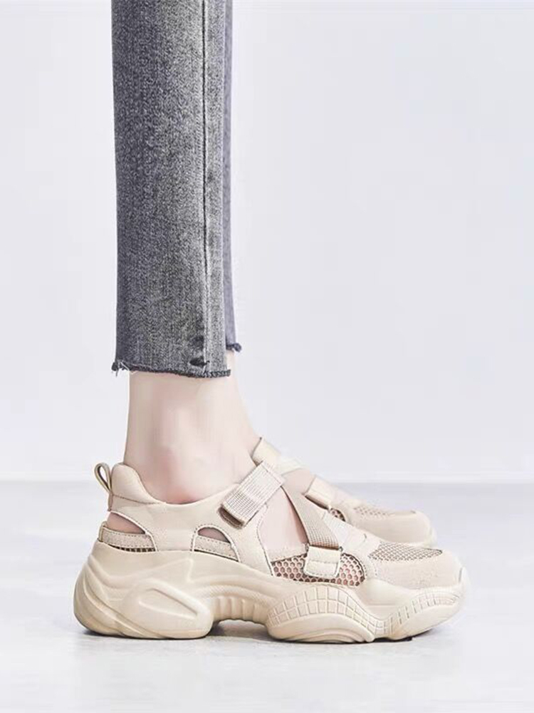 밀란 스튜디오 2024 여름 신상 메쉬 통기성 아빠 신발 여성용 선녀 스타일 로마 샌들