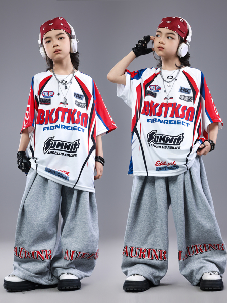 儿童街舞演出服嘻哈男童表演服hiphop架子鼓女童酷帅潮秋季舞蹈服 — 5
