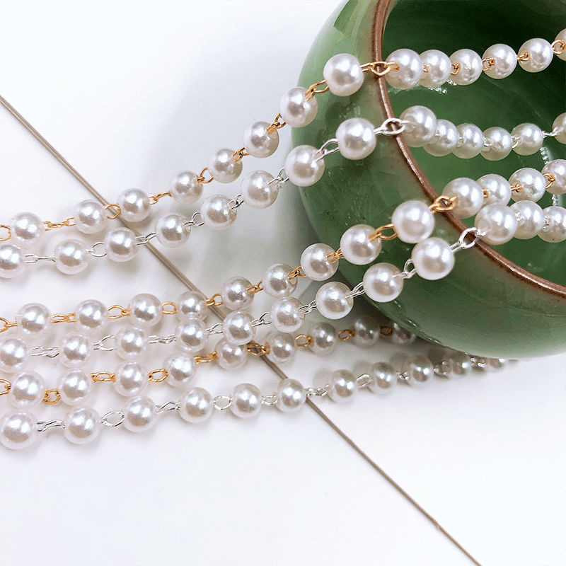 HIGH-GLOSS PEARL CHAIN COPPER CHAIN DIY HANDMADE ANTIQUE STYLE HANFU STEP HAIRPIN HAIRPIN HAIR ORNAMENT MATERIAL JEWELRY ACCESSORIES