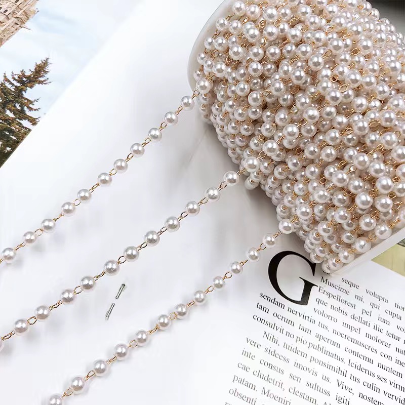 HIGH-GLOSS PEARL CHAIN COPPER CHAIN DIY HANDMADE ANTIQUE STYLE HANFU STEP HAIRPIN HAIRPIN HAIR ORNAMENT MATERIAL JEWELRY ACCESSORIES