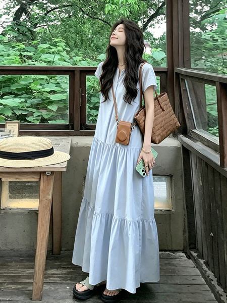 孕妇连衣裙夏装2026新款遮肚子不显怀洋气大码孕期a字长裙夏季女 — 2