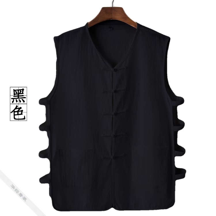 CHINESE STYLE RETRO LINEN VEST MENS SUMMER THIN BREATHABLE TANG DRESS VEST SLEEVELESS T-SHIRT COTTON LINEN KAN SHOULDER GOWN