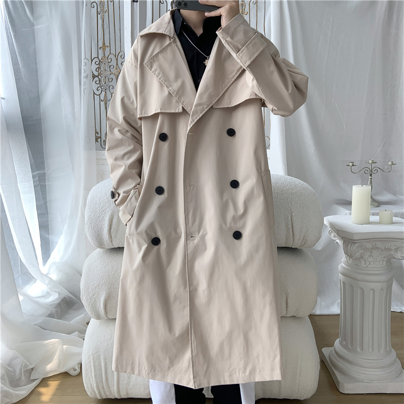 BLACK KENSINGTON TRENCH COAT MENS MID-LENGTH SPRING AND AUTUMN COAT CLOAK HIGH-END MENS BALMACAN CIVILIAN COAT