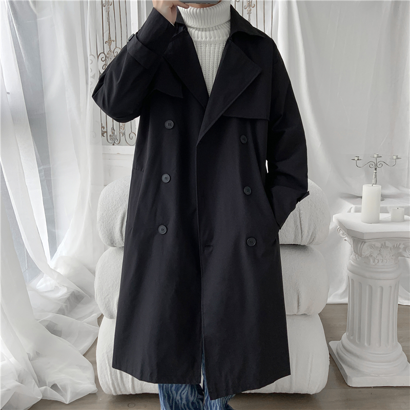 BLACK KENSINGTON TRENCH COAT MENS MID-LENGTH SPRING AND AUTUMN COAT CLOAK HIGH-END MENS BALMACAN CIVILIAN COAT