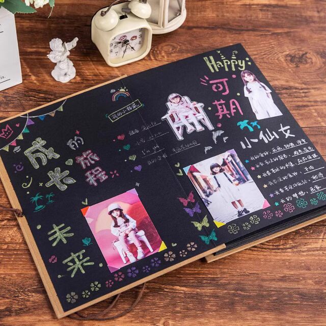 Organ folding DIY photo album graduation season classmates record retro blank book handmade couple hand-painted gift homemade painting kraft paper growth memorial album travel loose leaf book storage future