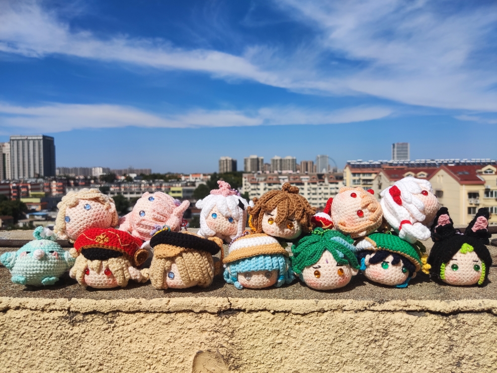 thumbnail for Genshin Impact Doujin Crochet Dumplings Tou Xiao Klee Pie Mon Bag Pendant Keychain Woolen Doll Finished Product