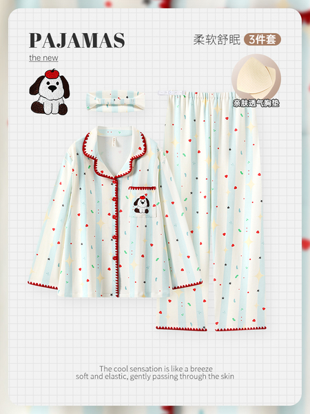 奶呼呼春秋纯棉带胸垫月子服哺乳产后产妇喂奶夏季孕妇睡衣家居服