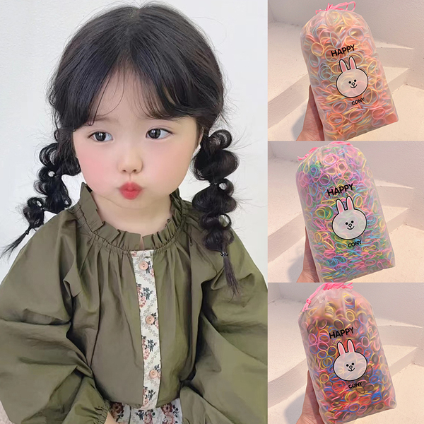 一次性儿童胶圈扎头发橡皮筋女宝宝不伤发弹性好小发圈彩色小号黑 — 4