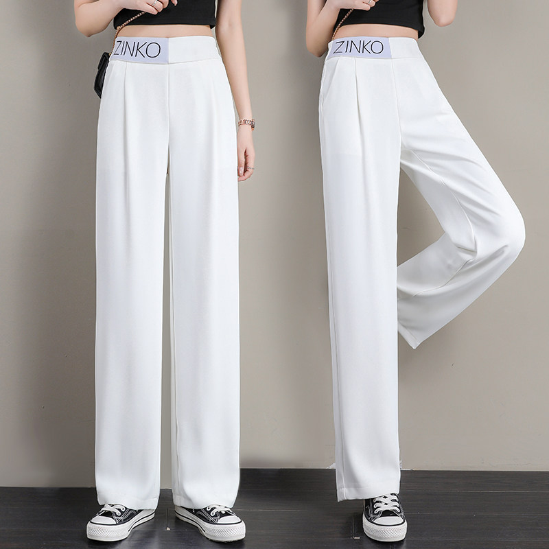 ICE SILK WIDE-LEG PANTS WOMENS SUMMER 2024 NEW SUNSCREEN HIGH-WAISTED THIN DRAPE SLACKS LOOSE MOP STRAIGHT PANTS