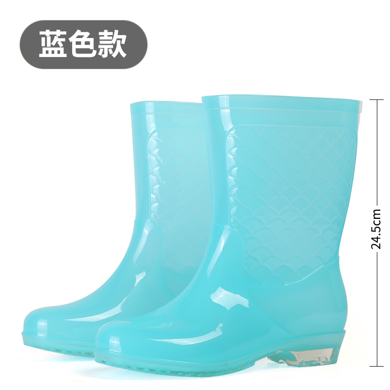 DOUBLE GERMAN LINING-CLOTH RAIN BOOTS WOMENS SUMMER HIGH WATERPROOF ANTI-SLIP RUBBER SHOES VELVET WEAR-RESISTANT WATER SHOES FASHION RAIN BOOTS