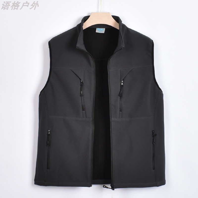THE NEW AUTUMN AND WINTER MENS MULTI-POCKET SPORTS OUTDOOR VEST POLAR FLEECE THICKENED WARM FLEECE SHELL JACKET SHOULDERS