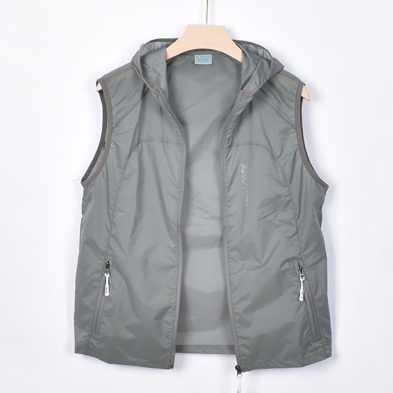 NEW MENS ULTRA-THIN BREATHABLE VEST FOR SUMMER QUICK-DRYING HOODED BONNET SUN PROTECTION CARDIGAN FOR OUTDOOR SPORTS FASHION AND SHOULDERS