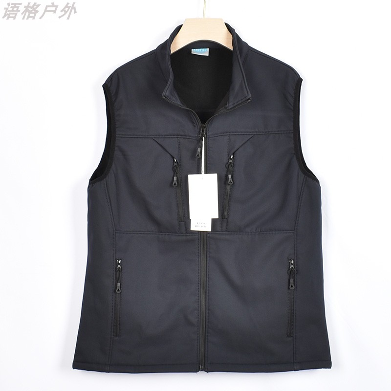 THE NEW AUTUMN AND WINTER MENS MULTI-POCKET SPORTS OUTDOOR VEST POLAR FLEECE THICKENED WARM FLEECE SHELL JACKET SHOULDERS