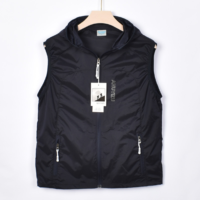 NEW MENS ULTRA-THIN BREATHABLE VEST FOR SUMMER QUICK-DRYING HOODED BONNET SUN PROTECTION CARDIGAN FOR OUTDOOR SPORTS FASHION AND SHOULDERS