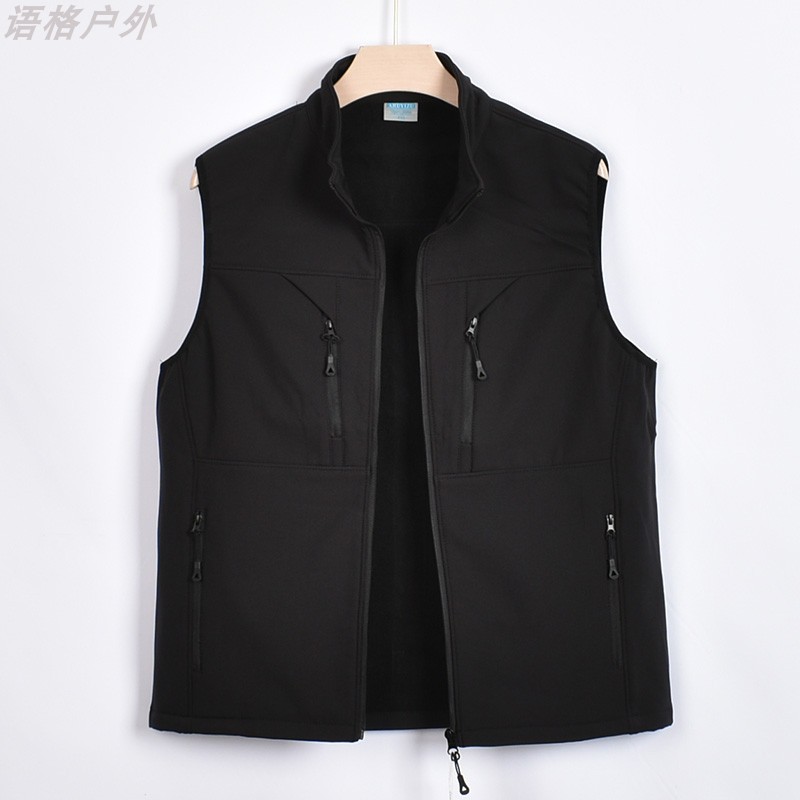 THE NEW AUTUMN AND WINTER MENS MULTI-POCKET SPORTS OUTDOOR VEST POLAR FLEECE THICKENED WARM FLEECE SHELL JACKET SHOULDERS