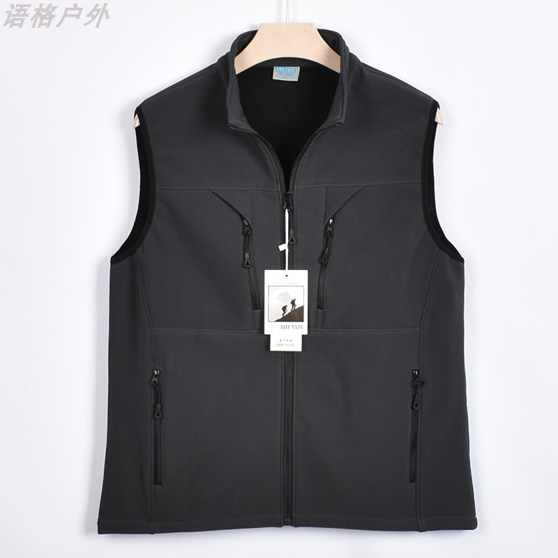 THE NEW AUTUMN AND WINTER MENS MULTI-POCKET SPORTS OUTDOOR VEST POLAR FLEECE THICKENED WARM FLEECE SHELL JACKET SHOULDERS