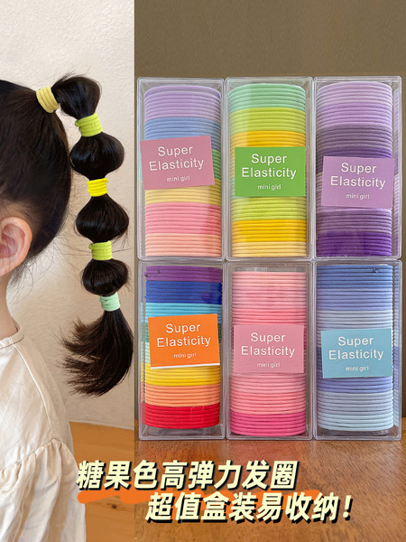儿童皮筋糖果色高弹力发圈女童扎发头绳新款橡皮筋小女孩发绳发饰