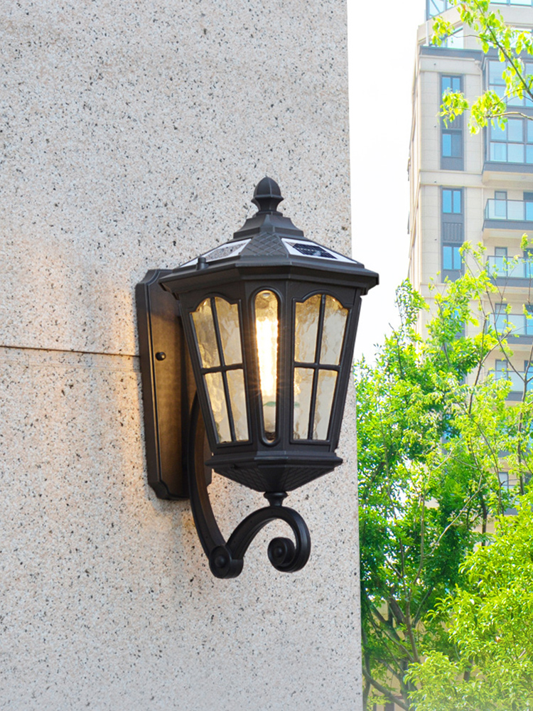 야외 벽 램프 방수 정원 램프 발코니 문 계단 램프 유럽 복고풍 야외 태양 벽 램프