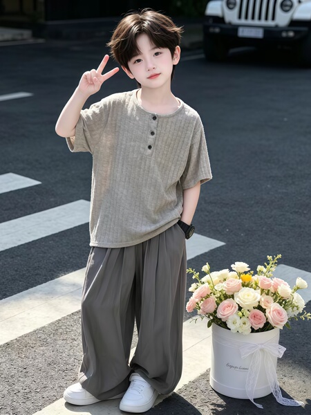 儿童装男童夏装短袖套装2026新款夏季中大童运动夏款冰丝薄款帅气