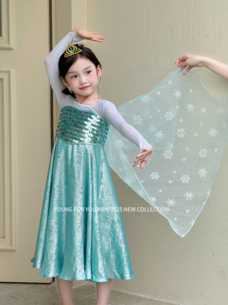 YFY经典钜献！艾莎公主女童连衣裙网纱雪花冰雪奇缘生日礼服超仙 — 4