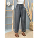 Retro linen inner edging elastic waist strapped casual pants for women new style of literary loose versatile slim feet