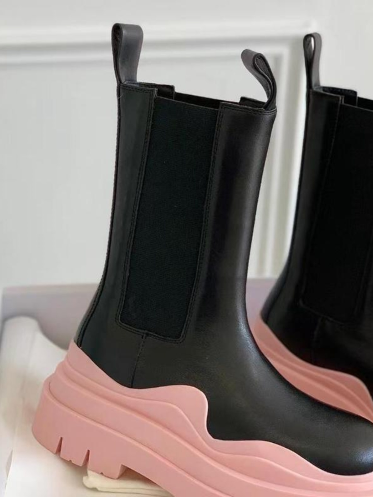FULL COWHIDE LEATHER PLATFORM MARTIN BOOTS WOMENS AUTUMN AND WINTER FLEECE BOOTS COUPLE CIGARETTE PIPE CHELSEA BOOTS WOMEN