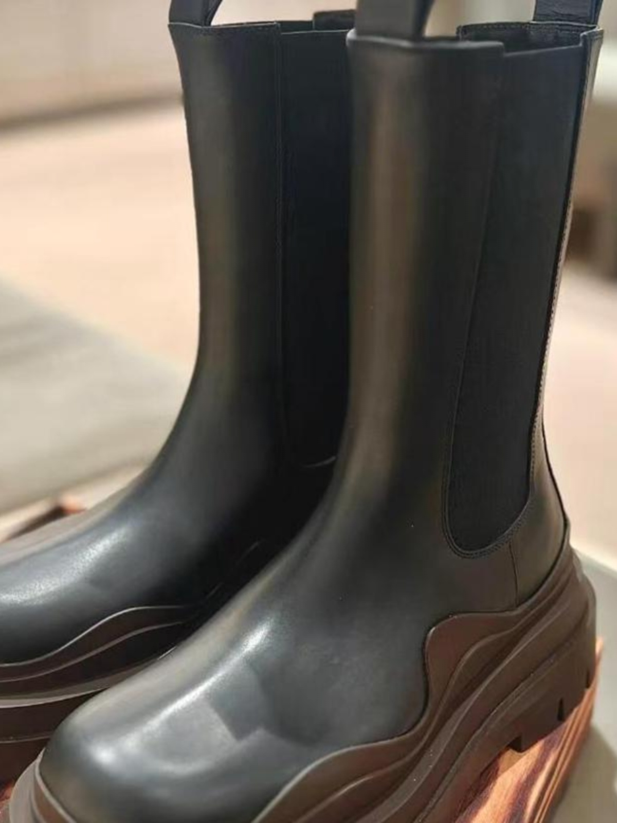 FULL COWHIDE LEATHER PLATFORM MARTIN BOOTS WOMENS AUTUMN AND WINTER FLEECE BOOTS COUPLE CIGARETTE PIPE CHELSEA BOOTS WOMEN