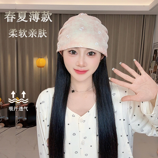 春夏薄款月子帽孕妇产后坐月子防风时尚包头帽空调房防风护额头帽