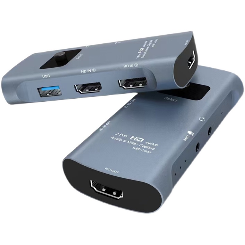 DUAL HDMI TO USB AUDIO AND VIDEO CAPTURE CASSETTE LOOP-OUT LAPTOP CAMERA GAME CONSOLE OBS LIVE RECORDING BOX