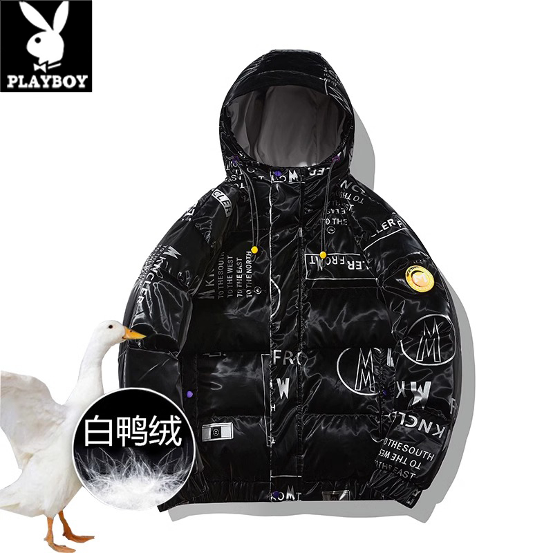 PLAYBOY CLEARANCE OFF CODE DOWN JACKET MENS 2024 NEW WINTER SHORT COUPLE THICKENED JACKET MENS WINTER CLOTHES