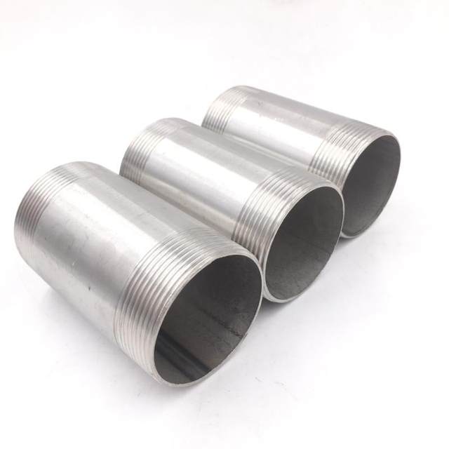 201/304/316 Stainless steel polished surface pipe single and double head outer wire threaded water pipe connection 100mm long head teeth