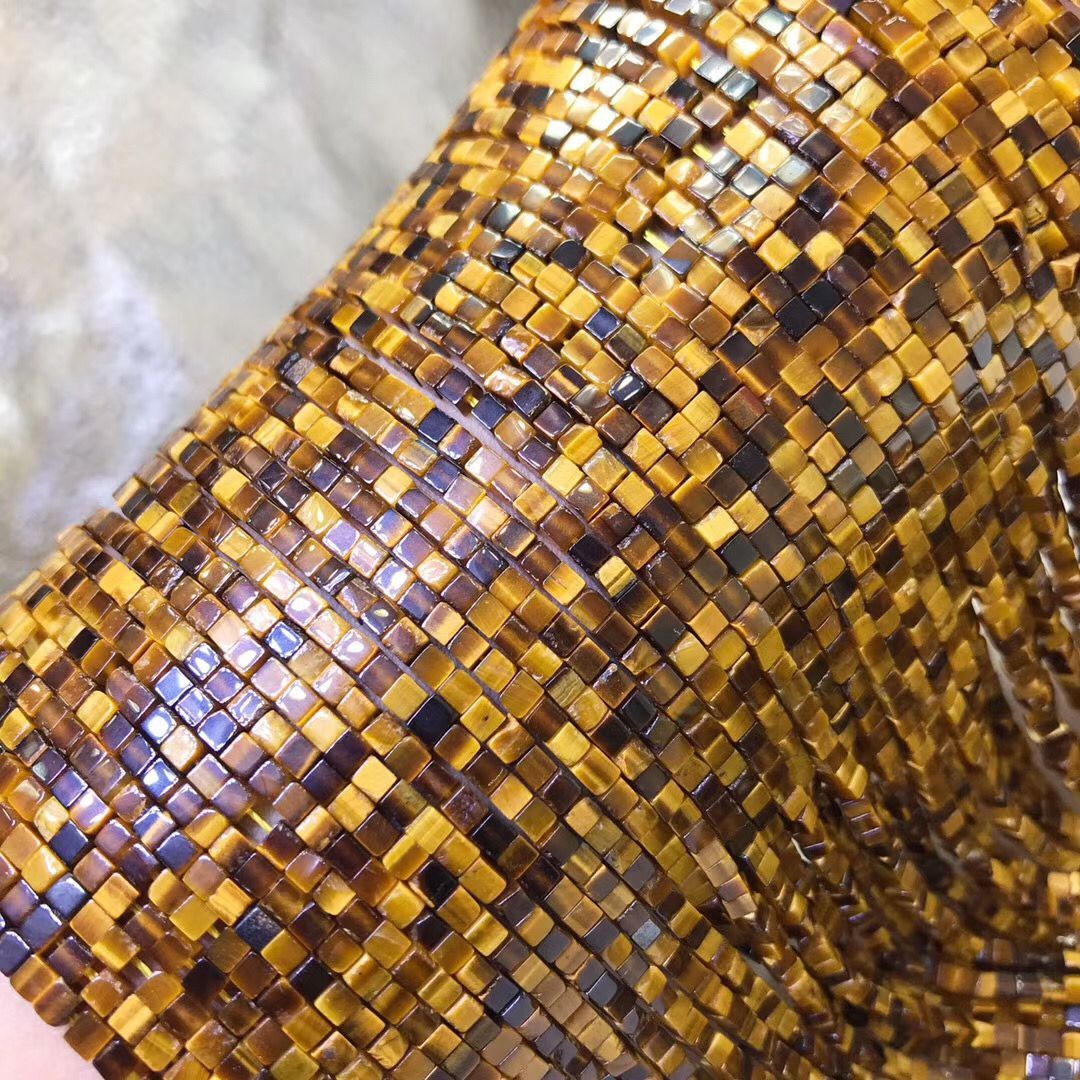 2X2MM 천연 노란색 타이거 아이 스톤 스퀘어 작은 스퀘어 루즈 비즈 스퀘어 작은 스퀘어 반제품 비즈
