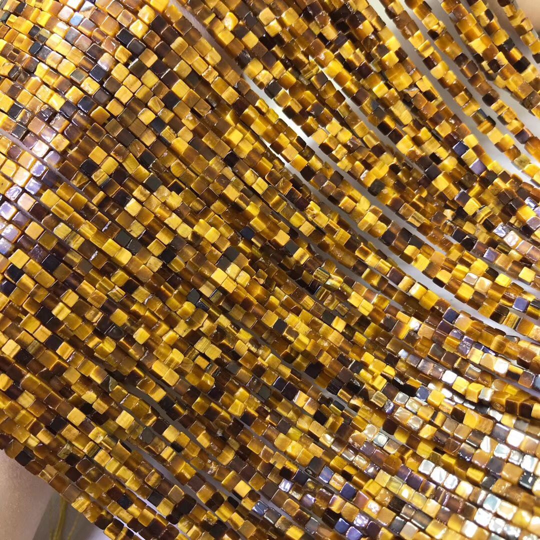 2X2MM 천연 노란색 타이거 아이 스톤 스퀘어 작은 스퀘어 루즈 비즈 스퀘어 작은 스퀘어 반제품 비즈