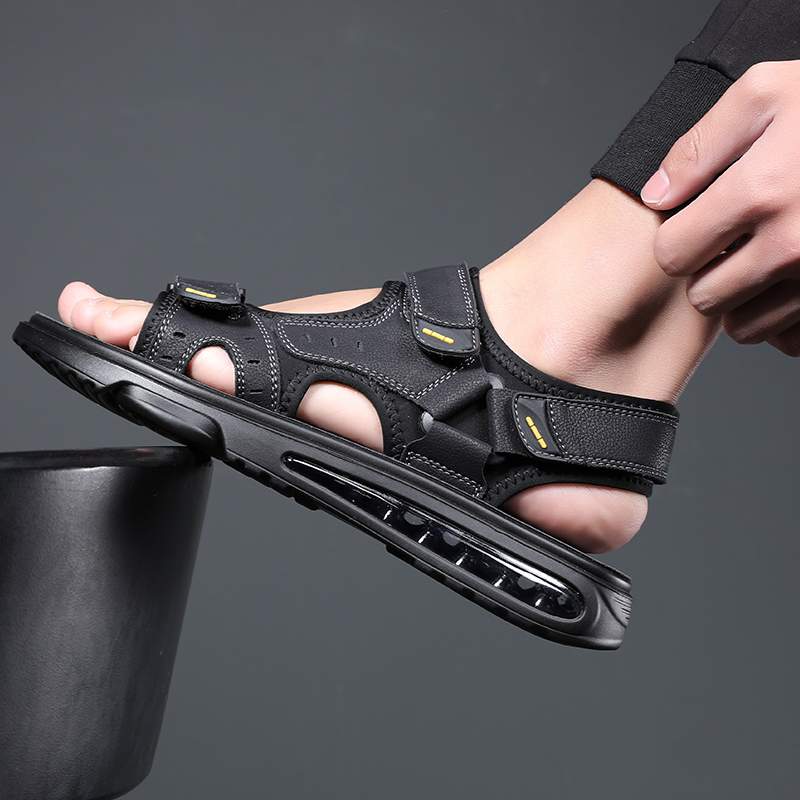 MENS SHOES 2024 NEW TRENDY MENS SANDALS MENS SUMMER LEATHER SOFT-SOLED SANDALS FOR WEARING CASUAL BEACH SHOES MEN