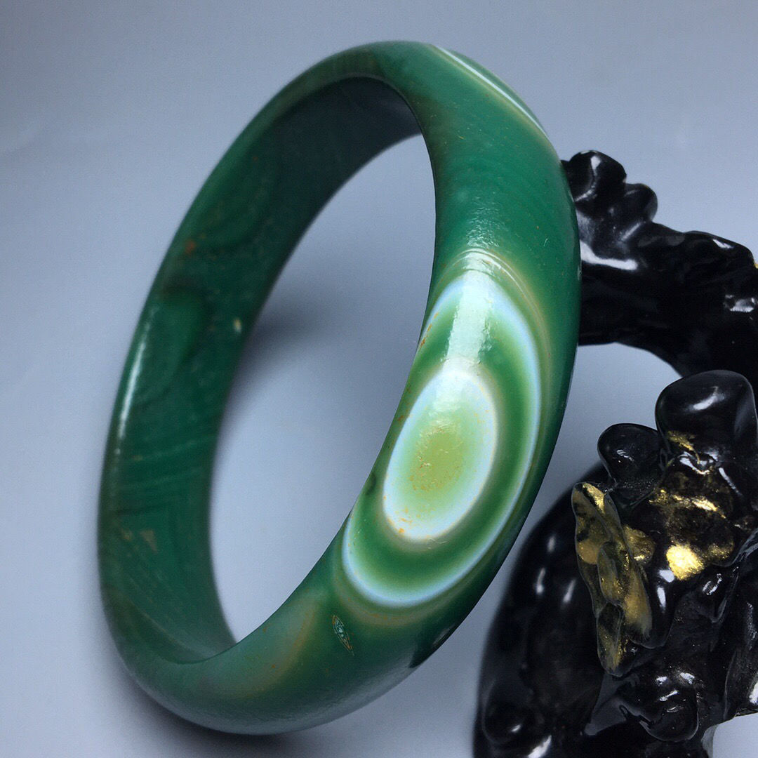 ANCIENT FOLK CUSTOMS OLD-FASHIONED PULP OLD MAN TREASURES GREEN AGATE NATURAL EYE BRACELET JADE BRACELET GIFT COLLECTION