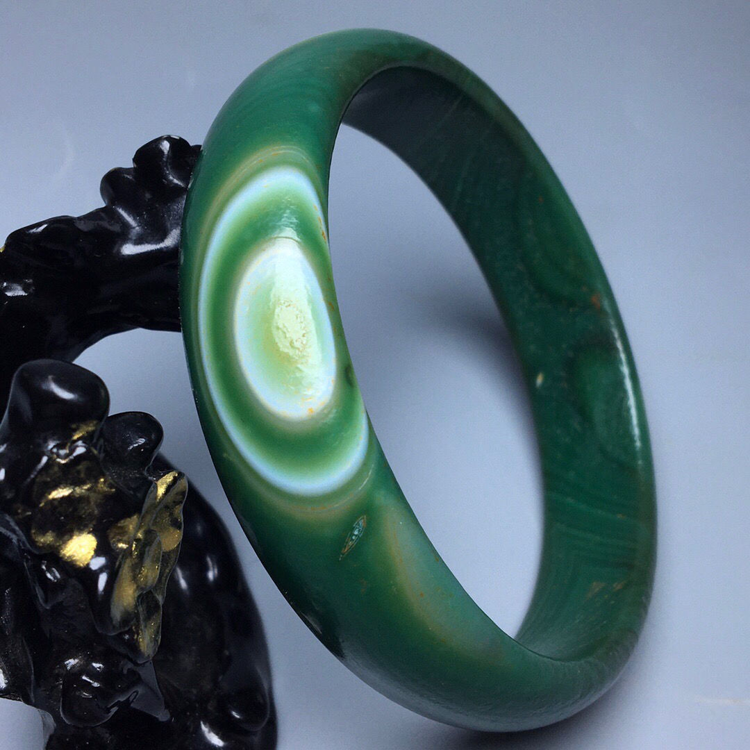 ANCIENT FOLK CUSTOMS OLD-FASHIONED PULP OLD MAN TREASURES GREEN AGATE NATURAL EYE BRACELET JADE BRACELET GIFT COLLECTION