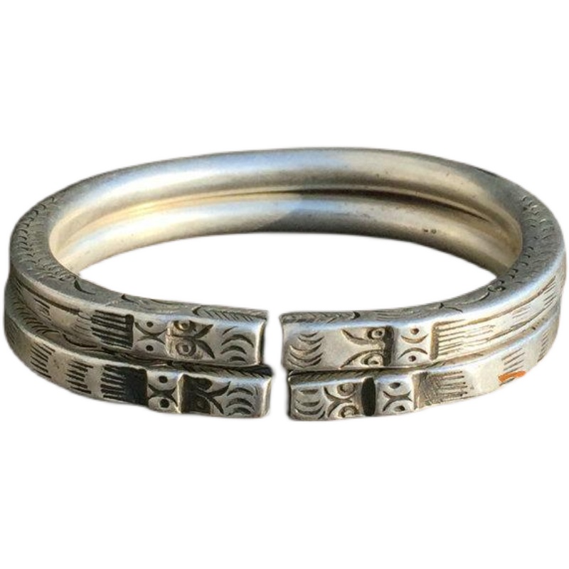 ANTIQUE MISCELLANEOUS OLD OBJECT COLLECTION OLD SILVER BRACELET OLD SILVERSMITH HANDMADE FOOT SILVER TRANSFER OPENING BRACELET CHILDRENS BRACELET