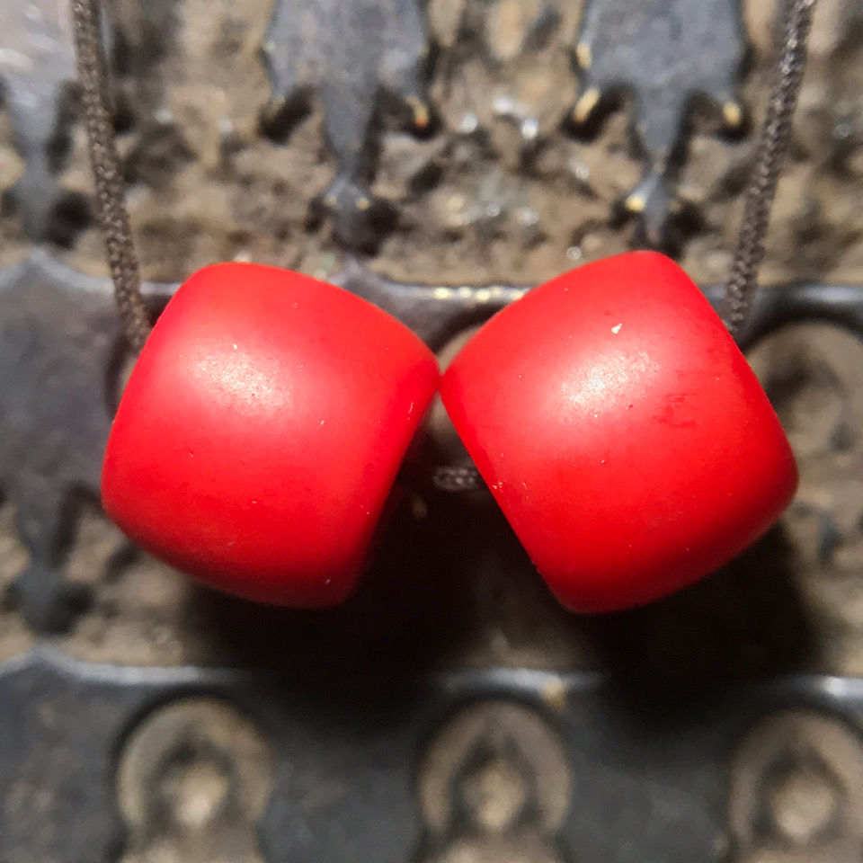 SPECIAL PRICE CLEARANCE ANCIENT FOLK CUSTOMS OLD-FASHIONED PULP PERSIMMON RED GLAZE OLD LINE BEADS A PAIR OF WAIST BEADS ACCESSORIES BEADS