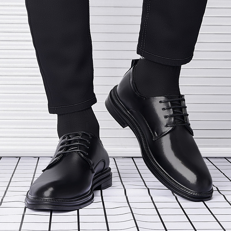 LEATHER SHOES MENS WINTER FASHION NEW TRENDY BUSINESS FORMAL WEAR MENS CASUAL BRITISH STYLE HEIGHTENED POINTED TOE WEDDING SHOES