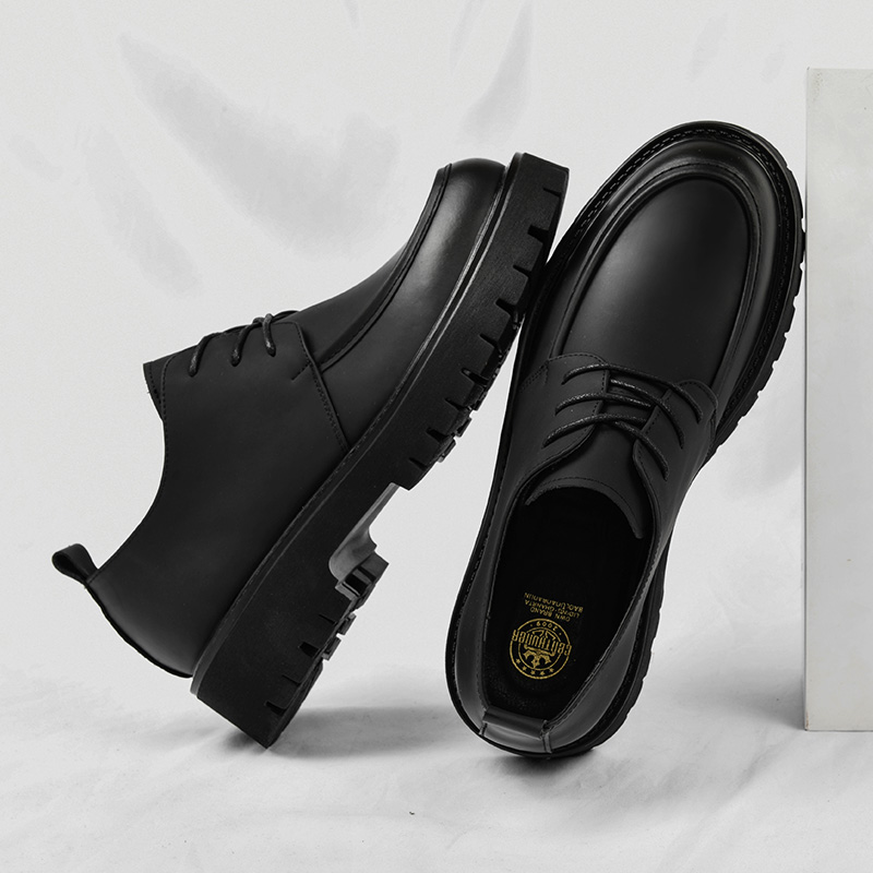 LEATHER SHOES: MENS BRITISH STYLE FASHION BUSINESS MEN CASUAL AND VERSATILE CARGO WEAR BIG HEAD THICK SOLE HIGH AND LOW TOP MARTIN BOOTS
