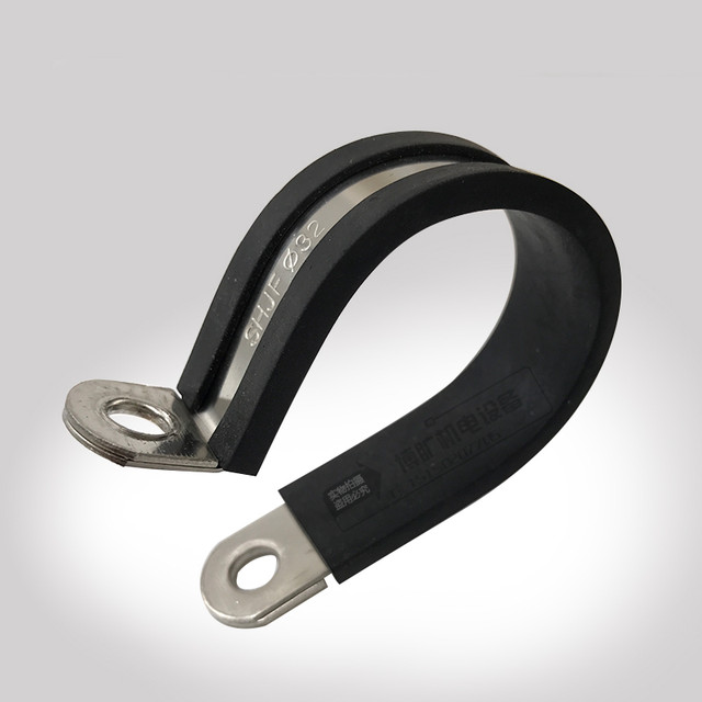 304 stainless steel rubber strip pipe clamp clamp clamp clamp clamp R-type fixed tube card shock-resistant and wear-resistant cable card double rivet