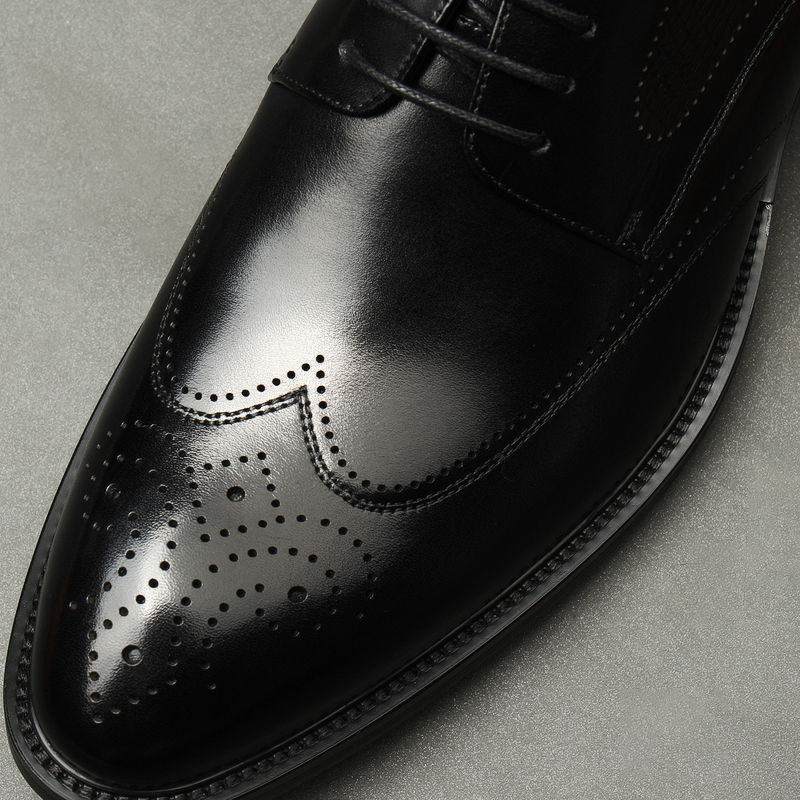BULLOCK MENS SHOES NEW SPRING TREND MENS POINTED TOE SHOES GENUINE LEATHER SINGLE SHOES BUSINESS FORMAL WEAR WEDDING LEATHER SHOES MEN