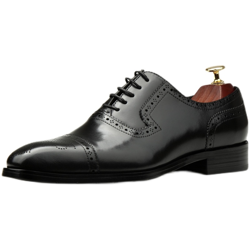 THREE-JOINT NEW BROCH LEATHER CARVED LEATHER SHOES MENS BRITISH LACE-UP MENS SHOES BUSINESS FORMAL WEAR POINTED-TOE MENS SHOES