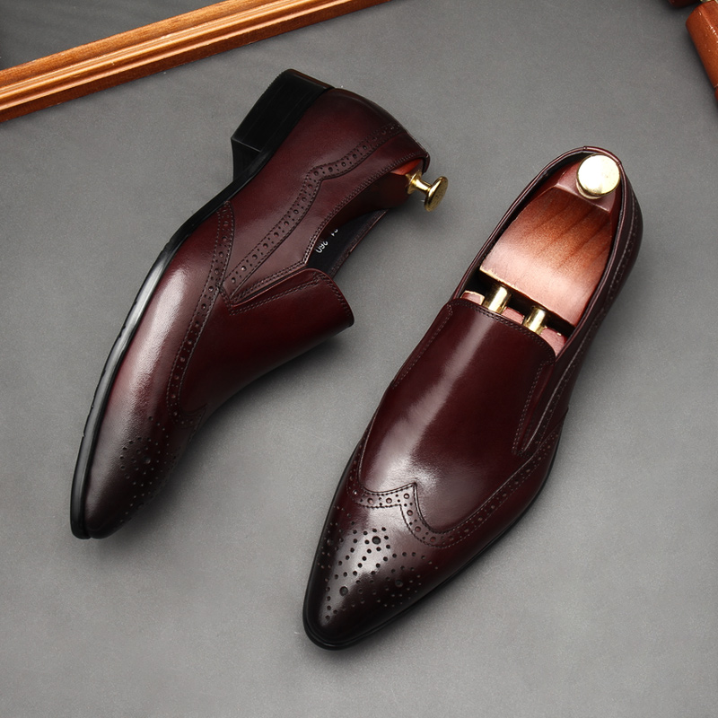 2021 NEW MENS SHOES AUTUMN MENS THICK-SOLED BUSINESS FORMAL WEAR LEATHER CASUAL BRITISH BULLOCK SHOES MENS WEDDING SHOES