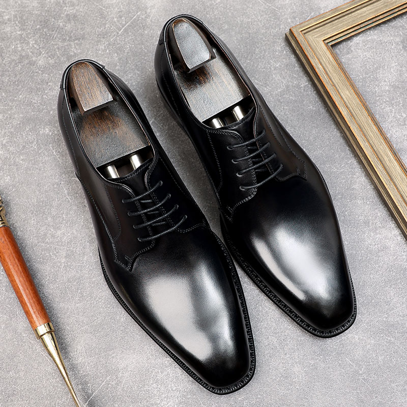 ITALIAN HANDMADE DERBY SHOES A COWHIDE TOE MENS LEATHER SHOES LEATHER BUSINESS DRESS BRITISH GROOM WEDDING SHOES