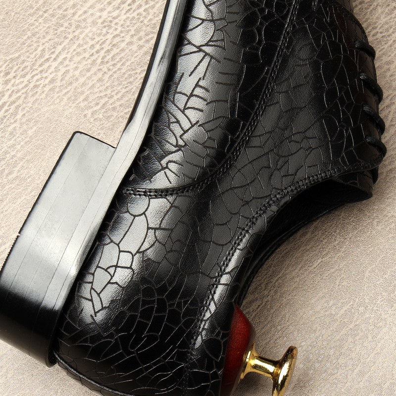 BARK PATTERN KOREAN BUSINESS CASUAL LEATHER SHOES TIDE MENS FORMAL WEAR BRITISH LEATHER POINTED TOE FASHION TREND MENS SHOES OFFICE