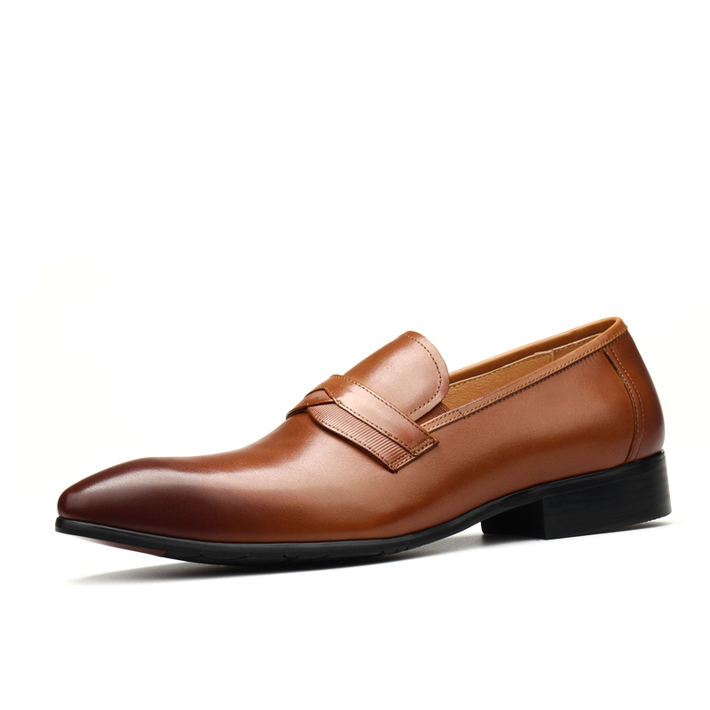 AUTUMN NEW BUSINESS DRESS LEATHER SHOES MENS LEATHER POINTED TOE SLIP-ON SLIP SHOES MENS SHOES CASUAL MENS LEATHER SHOES TREND