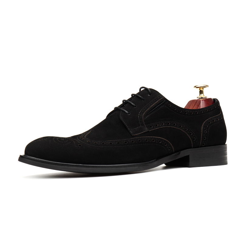 BROCK CARVED FROSTED CASUAL MENS SHOES BUSINESS BRITISH LEATHER SHOES MENS LEATHER SUEDE SHOES TREND