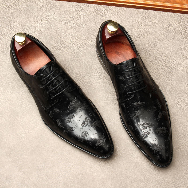 HAND PAINTED LEAF PATTERN TREND MENS LEATHER SHOES HANDMADE BUSINESS DRESS OXFORD SHOES SUMMER LEATHER ENGLISH GROOM WEDDING SHOES