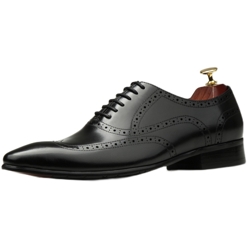 FALL 2021 NEW MENS BUSINESS SHOES GENUINE LEATHER CARVED SHOES MENS FORMAL DERBY SHOES POINTED-TOE WEDDING SHOES